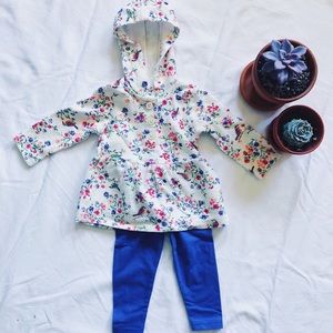 Carter’s Hoodie Legging Set Floral Bird Print